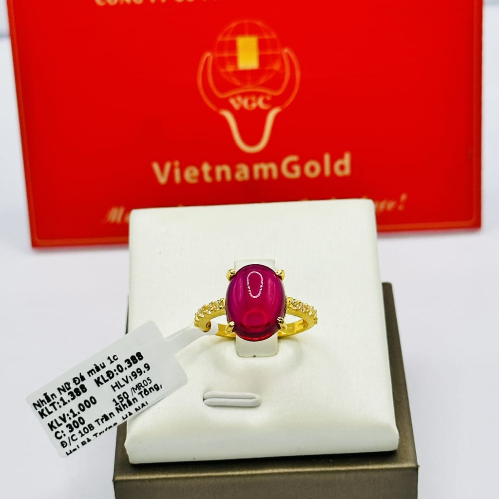 Nhẫn nữ đá đỏ 1 chỉ